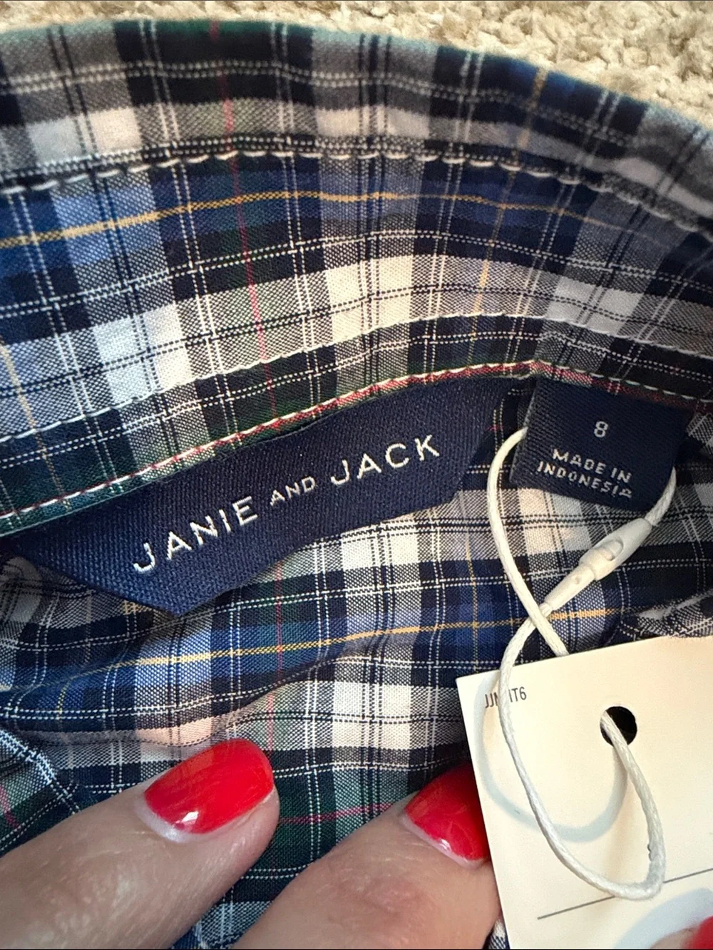 NWT Janie & Jack Plaid Poplin Shirt, 8